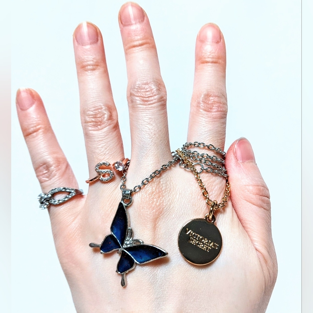 New VS gold tone bottle charm - givenchy Earring - rose AU So ring - necklace